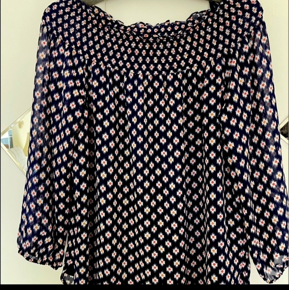 Michael Kors Navy flower layered Chiffon Blouse - Picture 4 of 5